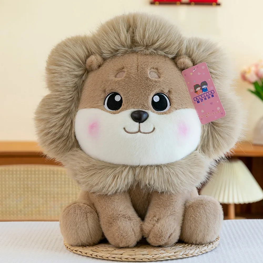 

PP Cotton Lion Plush Toys Soft Collection Stuffed Lifelike Lion Doll Cartoon Comfortable Forest Animals Stuffed Doll