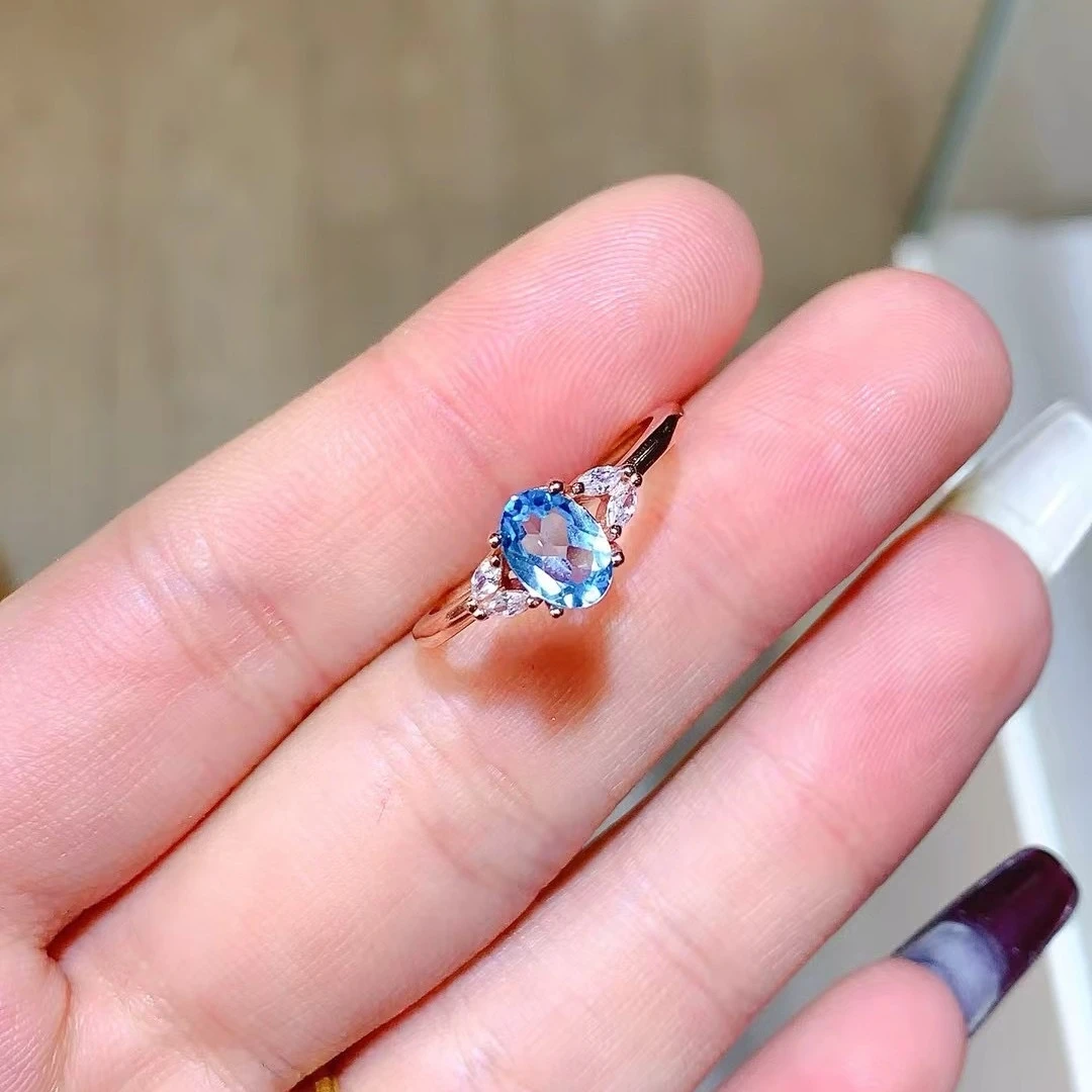 KJJEAXCMY High End Women's Ring Natural Topaz S925 Silver with Electroplating Boasting High Clarity Full Brilliance Gift