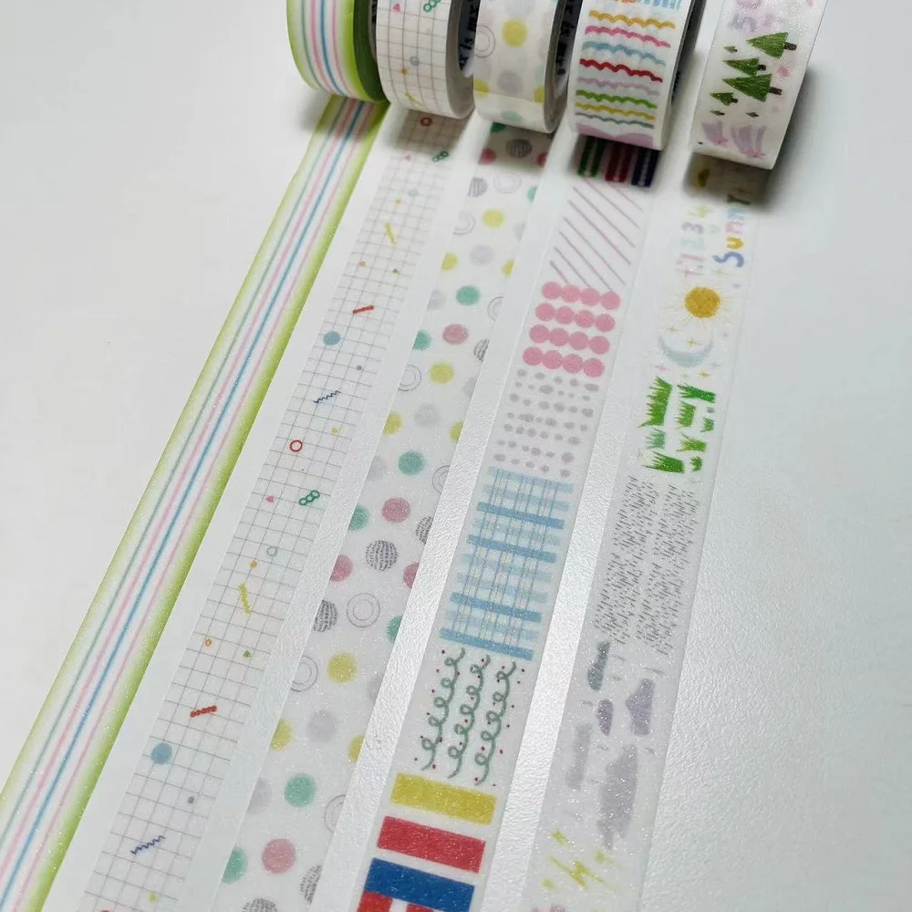 Flash sand washi tape with release paper bow tie / star / flower for use in junk journaling, school supplies, craft supplies