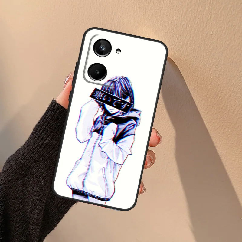 Sad Japanese Aesthetic Art Case For Realme GT Neo 5 3T 2T 9 10 11 Pro Plus C11 C15 C25s C21Y C30 C31 C33 C35 C53 C55