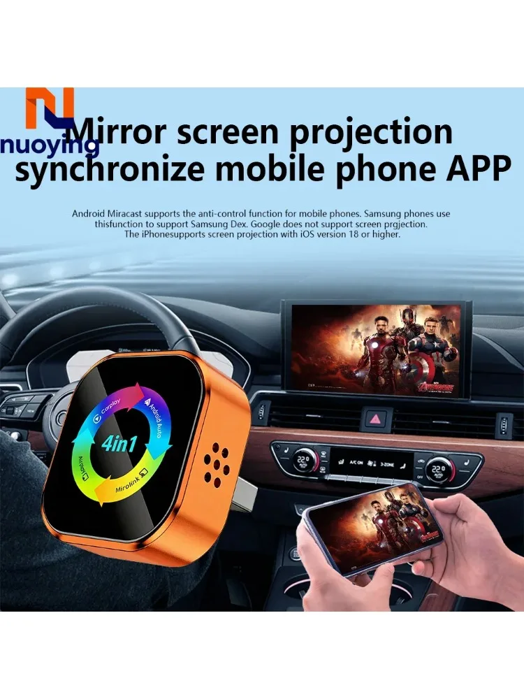 Eenvoudige 4-in-1 draadloze autoadapter schermspiegeling CarPlay Android Auto Airplay 2026 universeel onderdeel - afbeelding 2