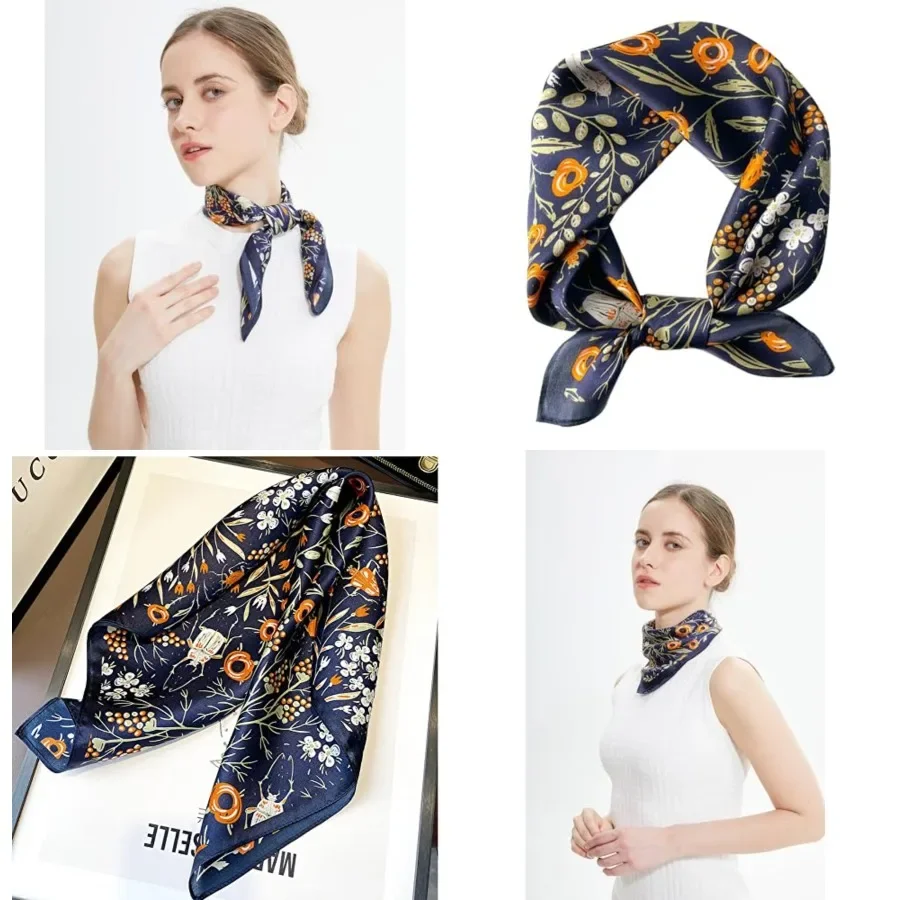

100 Mulberry Silk Scarfs Small Square Scarf 21 x 21 Neck Scarf Breathable Lightweight for Women Gift Packed
