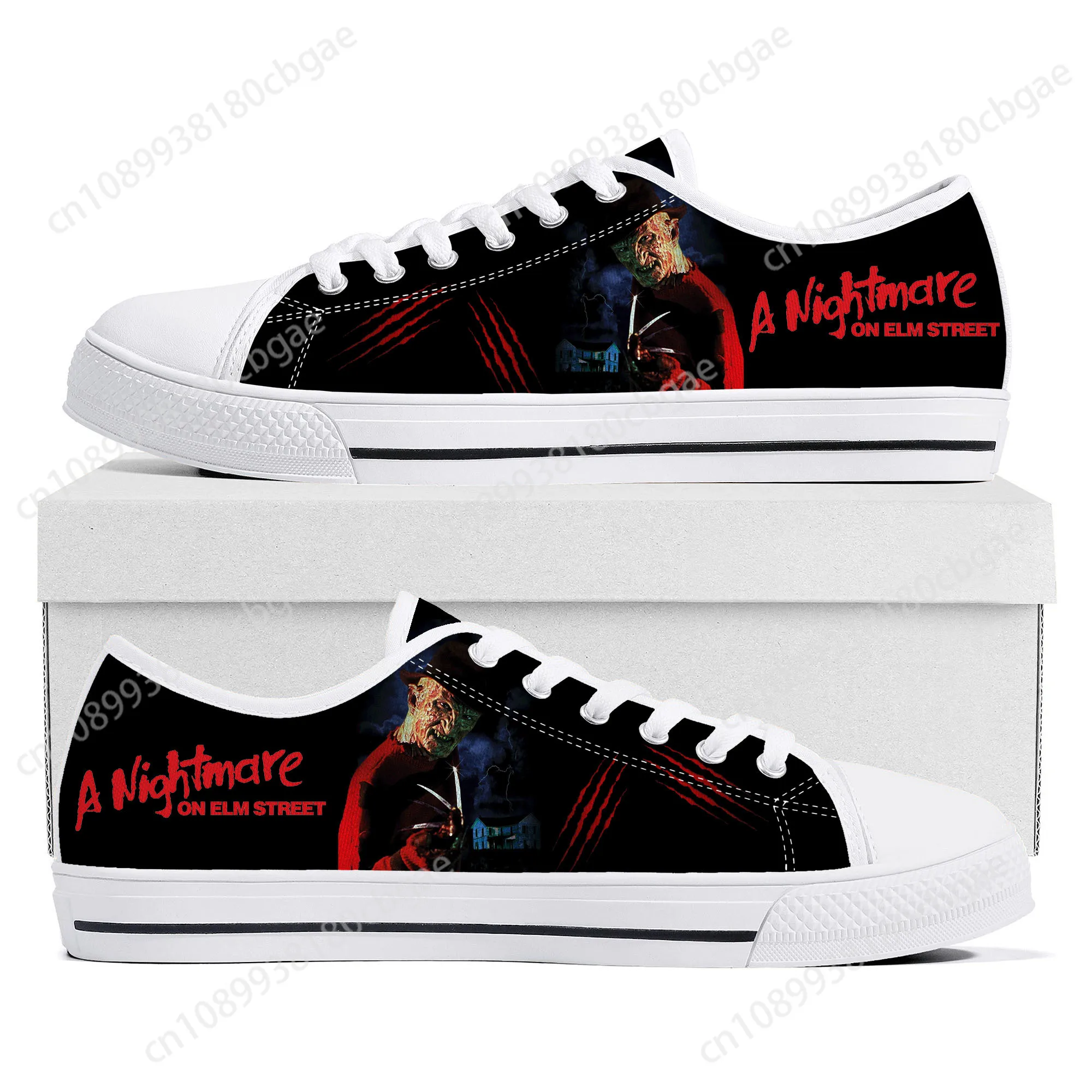 Kruegers Street Horror Elm Scary Nightmare Freddy Low Top Sneakers Mens Womens Teenager Canvas Sneaker couple Shoes Custom Shoe