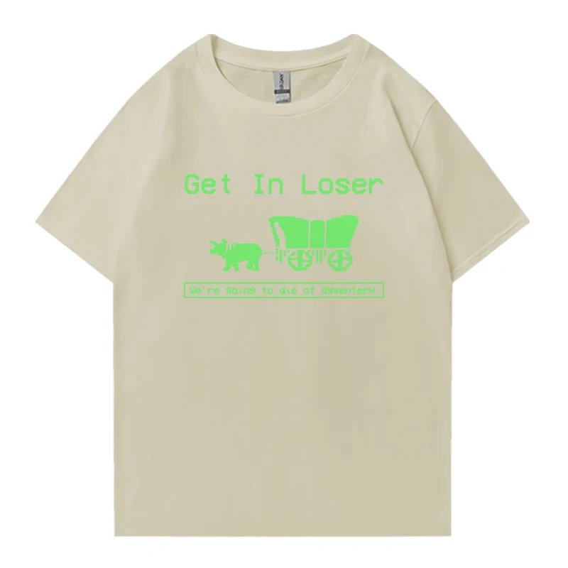 Summer Funny 'Get in Loser' Graphic Printed 100% Cotton Oversized t-shirt Men Women short sleeve t-shirts Crew Neck Unisex Tops