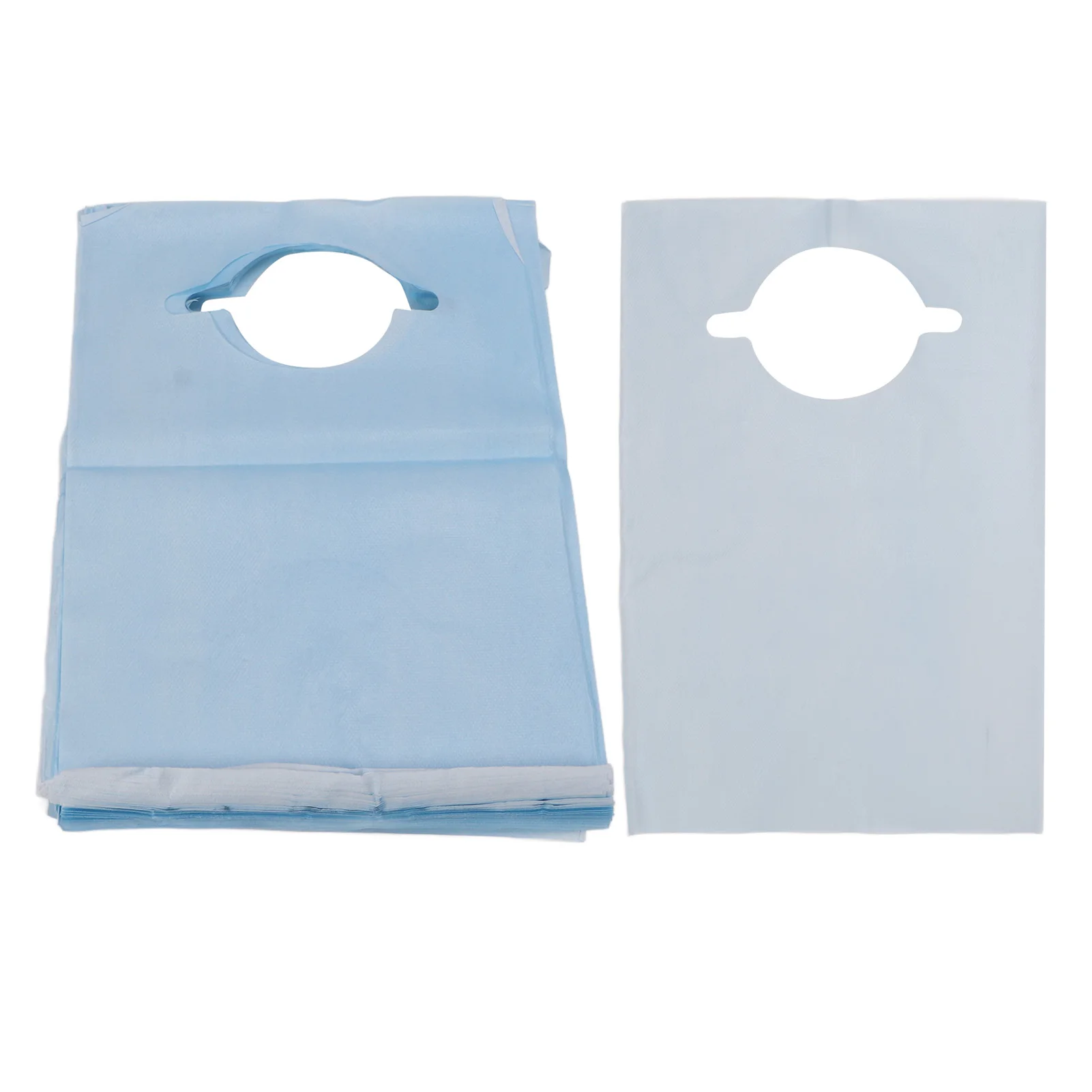 

100pcs Disposable Adult Bib Waterproof Restaurant Beauty Salon Dental Bib for elderly 15.7 X 23.6 Inch Blue