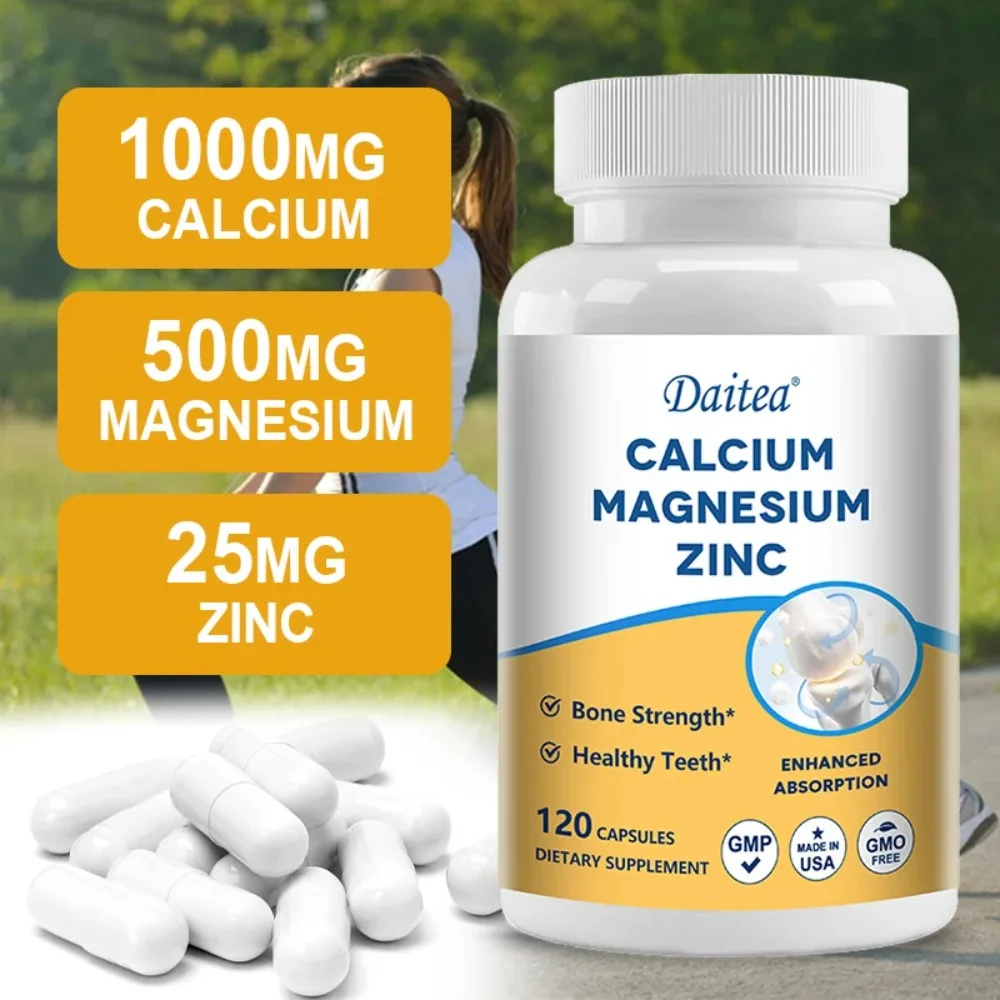 Calcium, Magnesium, Zinc Supplement - Supports Bone Health and Immune System Enhances Nutrient Absorption