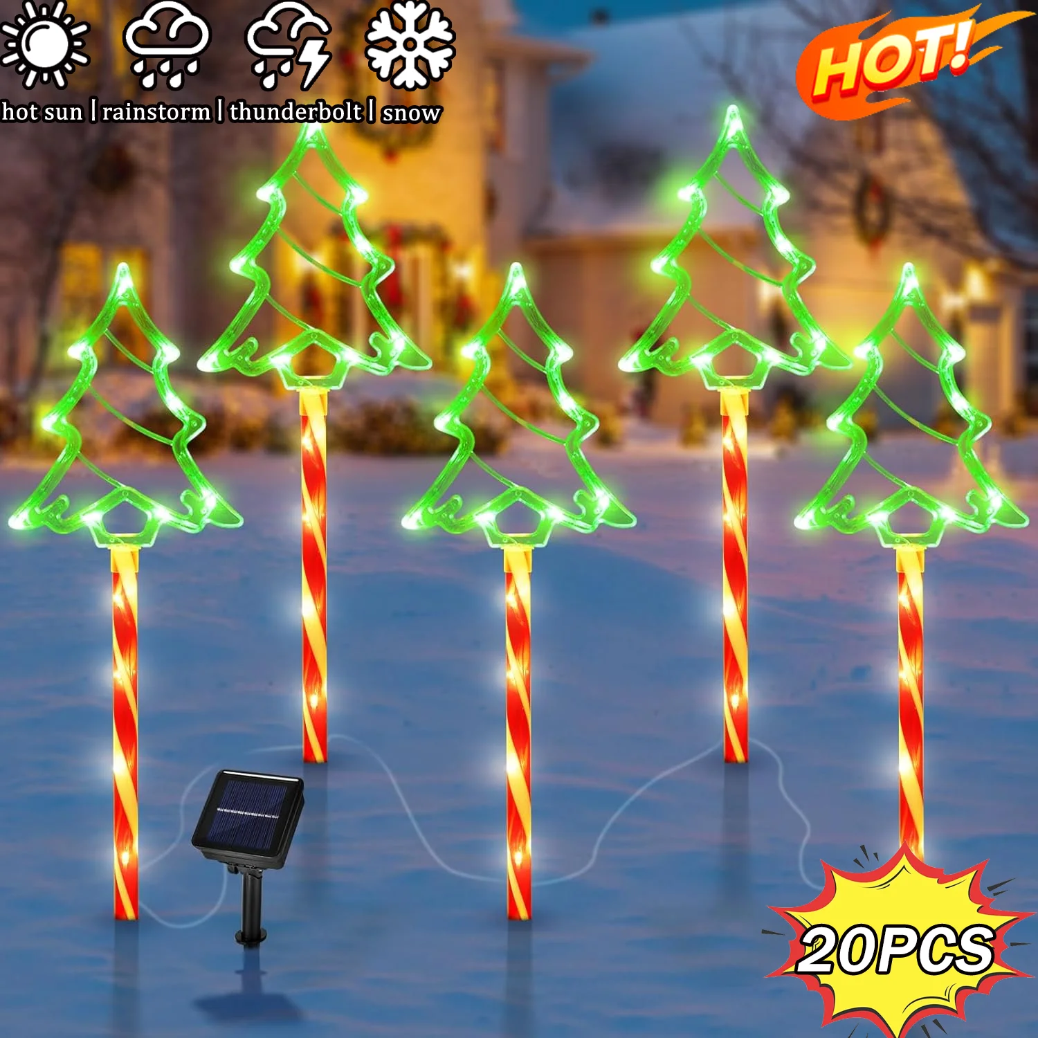 

5pc/set solar candy Christmas tree ground installation decorative lights outdoor garden lawn LED lights courtyard lights