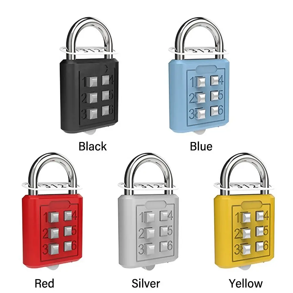 6 Digit Button Password Lock Dormitory Cabinet  Lock Luggage Padlock Backpack Zipper Combination Lock Security Travel Antitheft