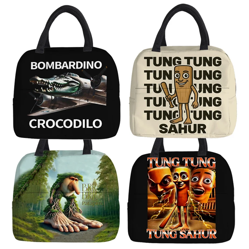 tung-tung-sahur-lancheira-portatil-bombardiro-crocodilo-tralalero-tralala-preservacao-de-calor-ziper-bento-saco-de-comida-de-piquenique