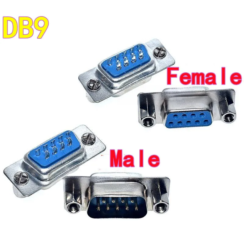 5PCS DB9 9 Pin Female Header DB9 Male Header Front-riveted Screw and Nut Welding Wire Welding Joint Double-row RS232 Serial Port