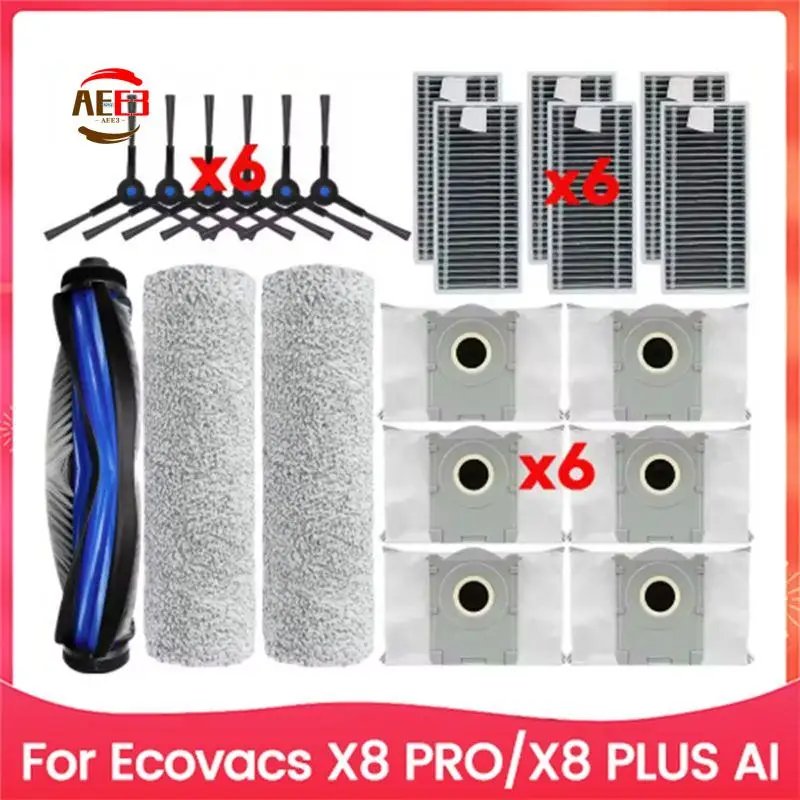 

AEE3-21PCS роликовая боковая щетка Hepa-фильтр, замена мешка для пыли для Ecovacs X8 PRO X8 PLUS AI, запасные части для пылесоса