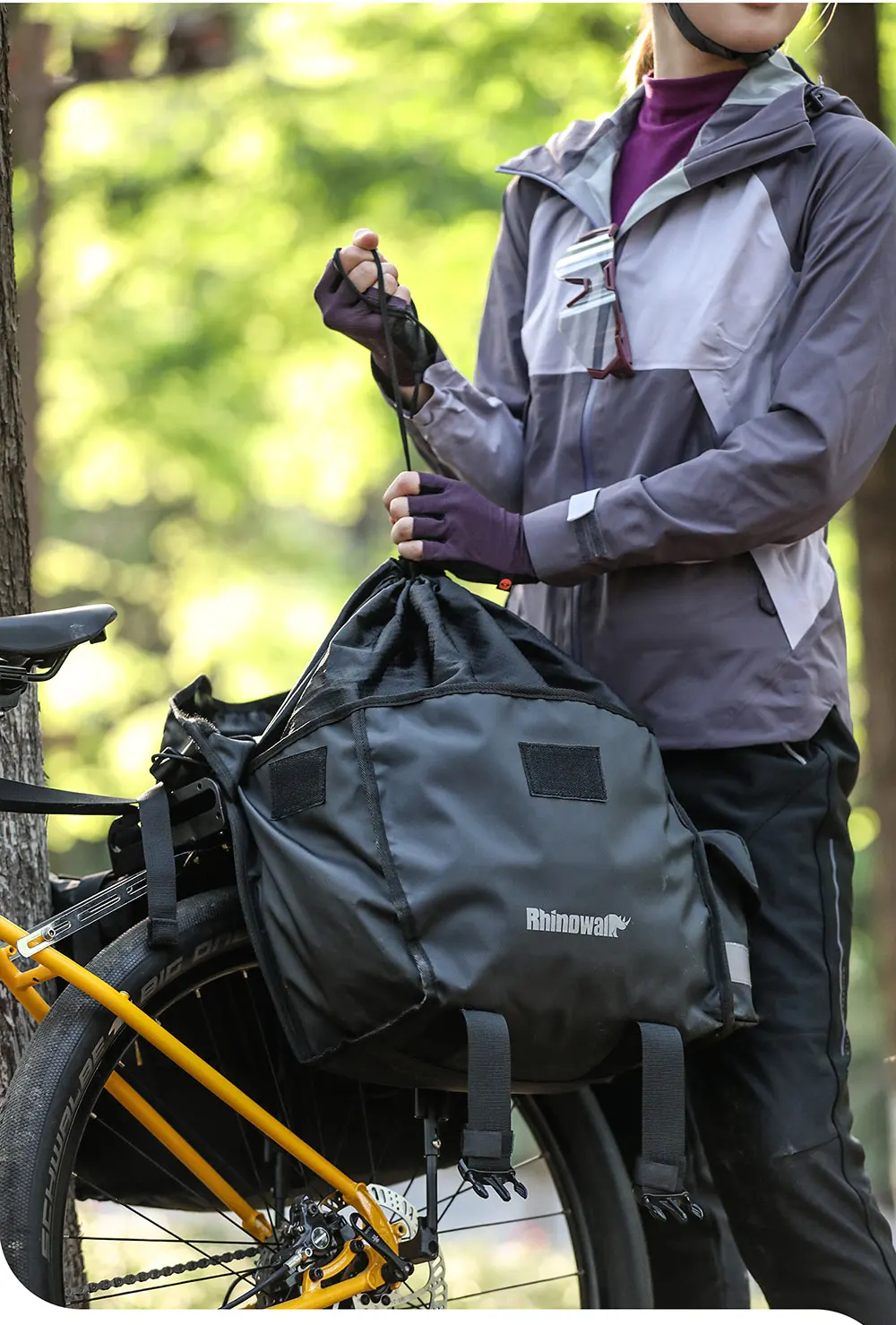 Rhinowalk Fahrrad-Seitentasche, 22–50 l, mit Regenschutz, Fahrrad-Gepäckträger, Kofferraum, Gepäck, Satteltasche, Radfahren, Reisen, MTB-Zubehör – Detail 2