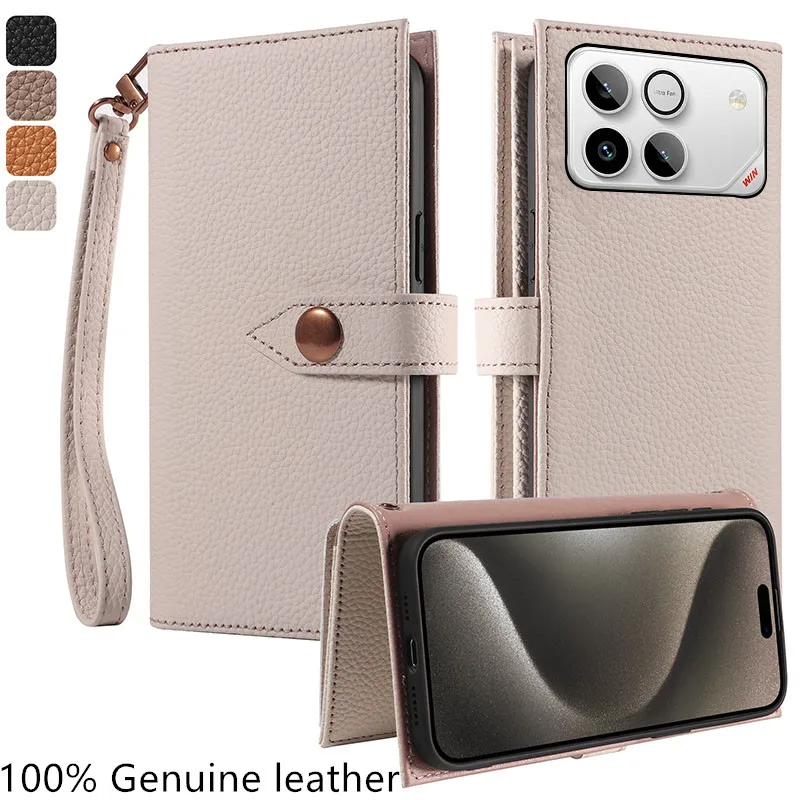 

Premium 100% Genuine leather card slot wallet Cover For Honor Win RT Magnetic button Fall prevention phone Case For Honor Win