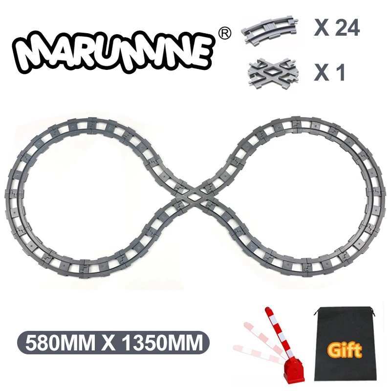 MARUMINE 25PCS/32PCS treno ferroviario creatore di binari blocchi di costruzione parte tracce di costruzione Kit modello di assemblaggio regalo di natale per bambini