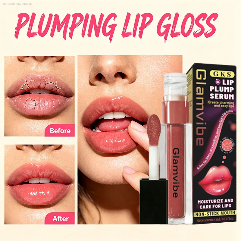 Lip Plumping Essence Liquid, Moisturizing Lip Care Serum, Soothe Comfortable Lip Feeling, Create Full‑Looking Lip Shape, Gentle Hydrating Formula, Light Liquid Texture for Women Daily Household Lip Beauty Makeup Care