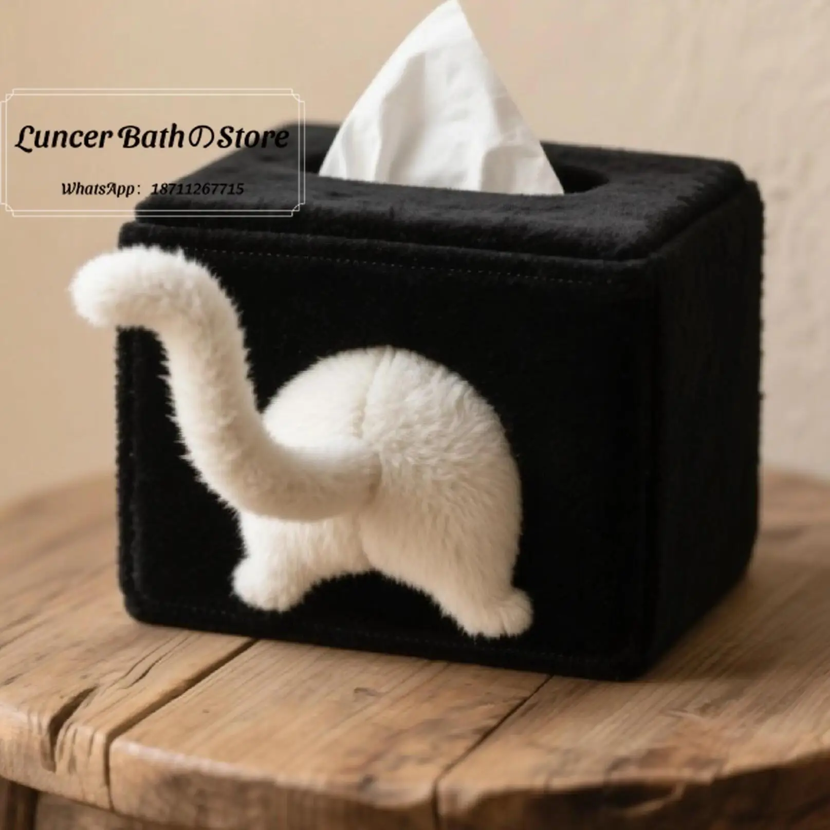 Cute naughty kitten tissue box napkin box creative plush niche doll box decorative storage