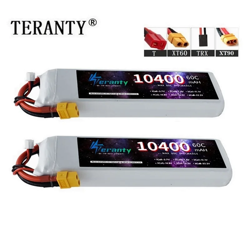 TERANTY 7.4V 2S 10400MAH 60C For Remote Control Car FPV Drones Quadcopter Boat Deans T TRX XT60 XT90 Connector 2S Batteries