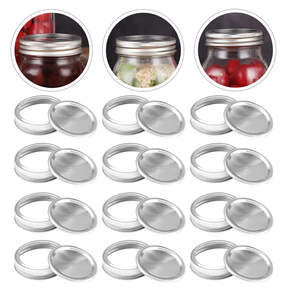 

12Pcs Mason Jar Tinplate Lids Leakproof Wide Mouth Canning Covers Sealed Airtight Mason Can Caps Silver Wide Mouth Canning Lids