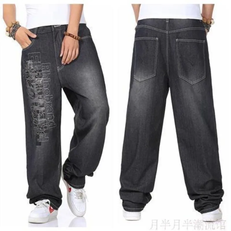 Baggy Jeans Men Denim Pants Loose Streetwear Jeans Hip Hop Casual Skateboard Pants for Men Trousers Black Blue Plus Size 30-46