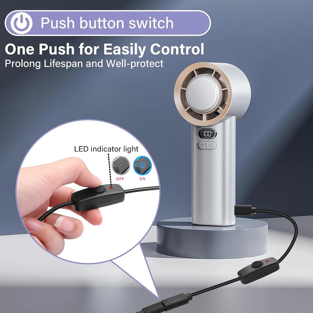 كابل تمديد USB C قصير مع مفتاح تشغيل وإيقاف من النوع C إلى USB C سلك إمداد الطاقة، لمروحة USB 5 فولت، شرائط LED، مصباح مكتبي، شريط LED