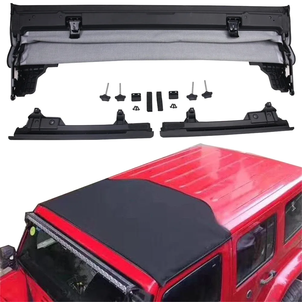 Car Ceiling Soft Top Canvas Push Pull Sunroof Canvas Rain Heat Insulation For Jeep Wrangler JK 2007-2017