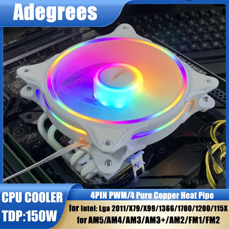 

4 тепловых трубки, воздушный охладитель процессора RGB, процессор AM4, кулер для Intel LGA 1366 1155 1151 1200 1700 2011 X79 X99 AM3 AM5 ventilador