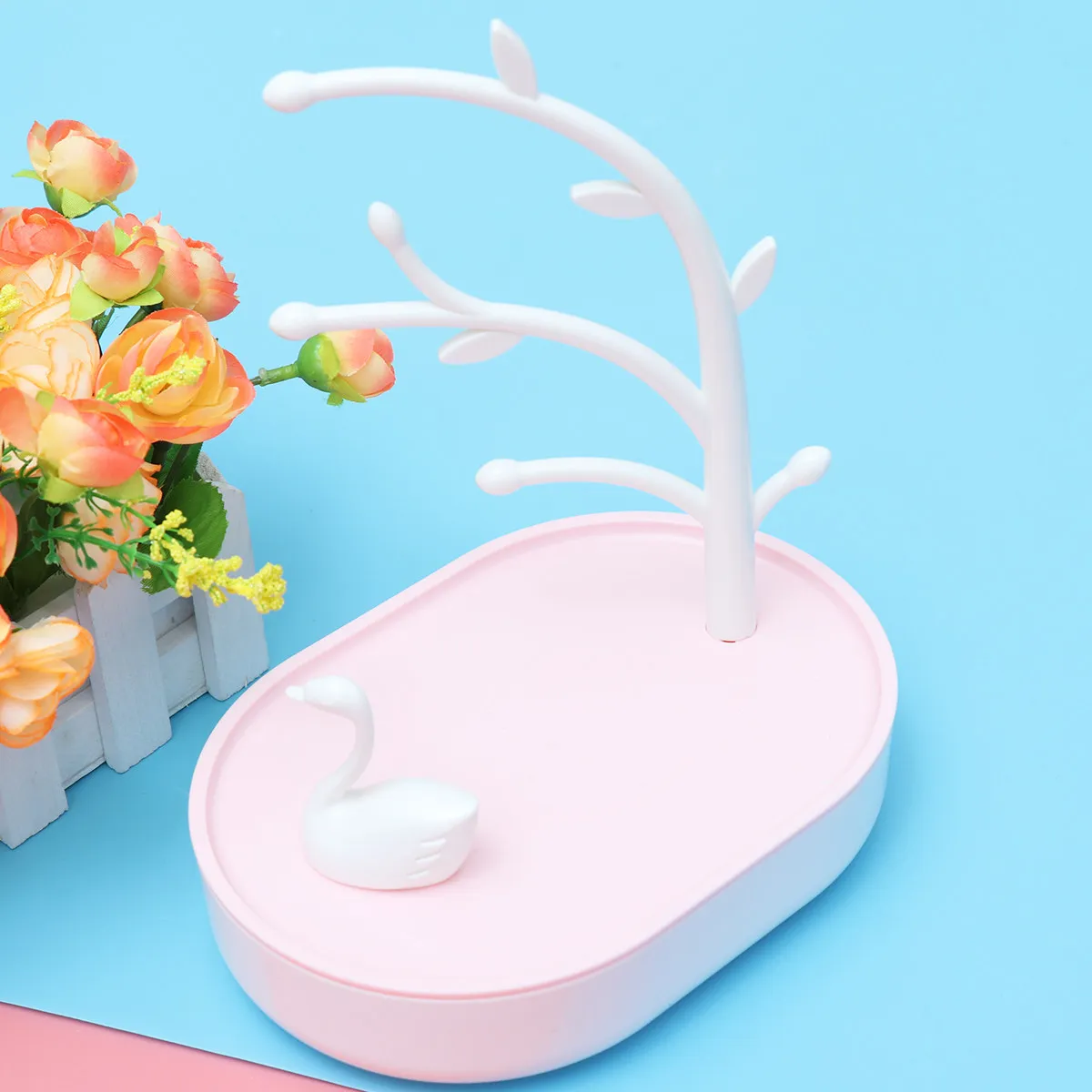

Swan Jewelry Box Plastic Jewelry Display Stand Creative for Ring Bracelet Necklace Holder Home Decor