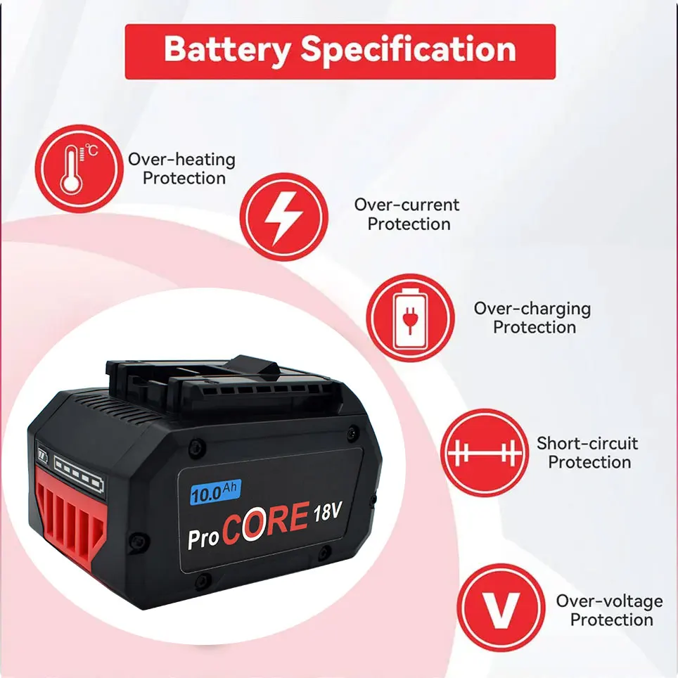 Pro Bosch 18V 10.0AH Professional aku nářadí BAT609 BAT618 GBA18V80 21700 baterie ProCORE náhradní baterie - náhled 6