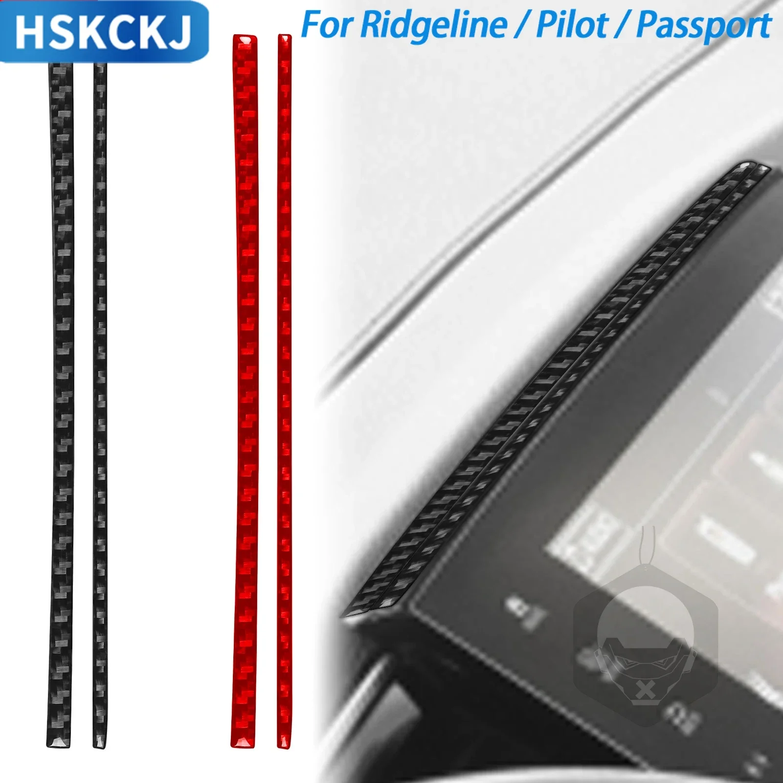 

For Honda Ridgeline Pilot Passport Car Accessories Carbon Fiber Central Carplay Top Strip Interior Cover Trim Modified Sticker