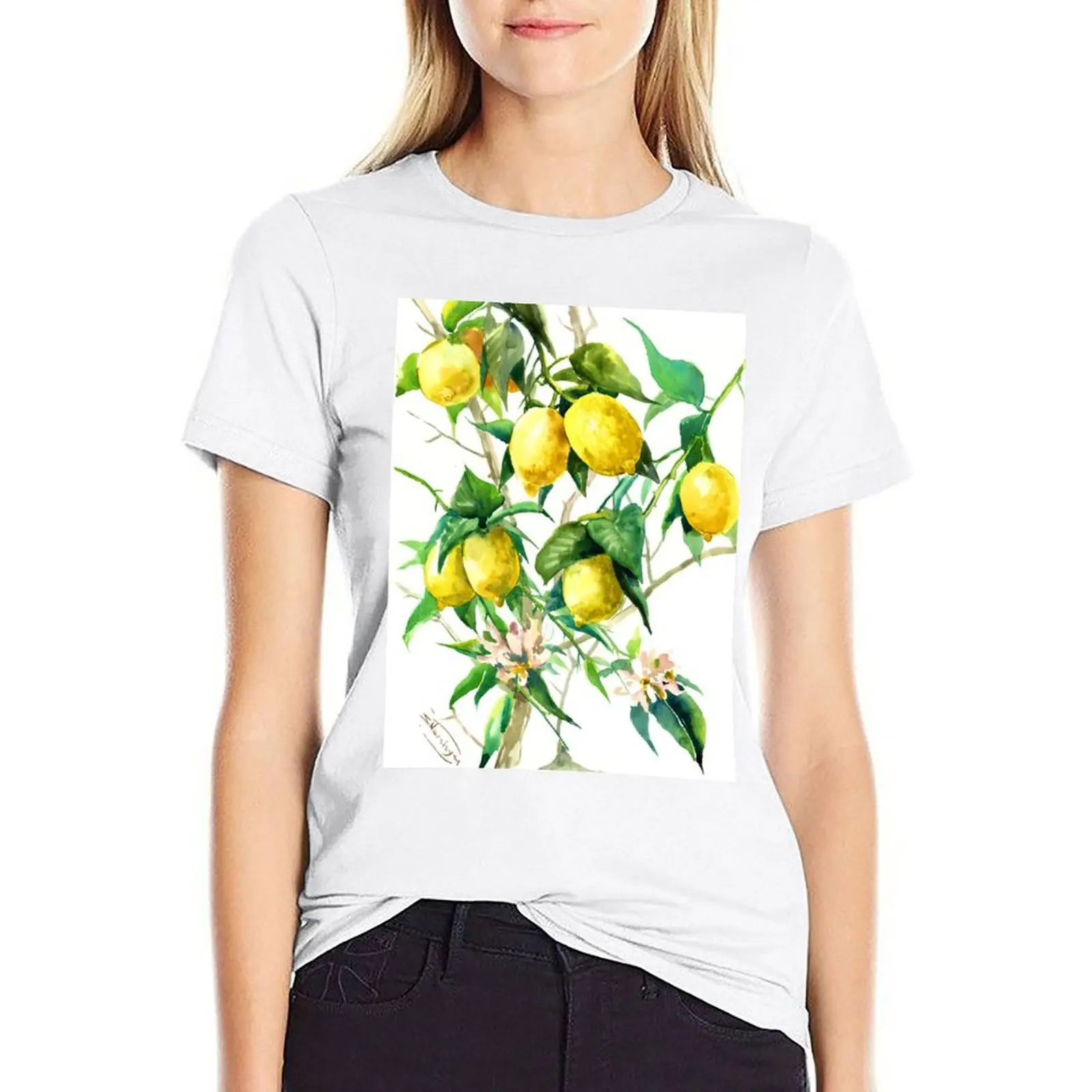 

Lemons on the Tree T-shirt graphics Short sleeve tee korean fashion t shirts for Women graphic