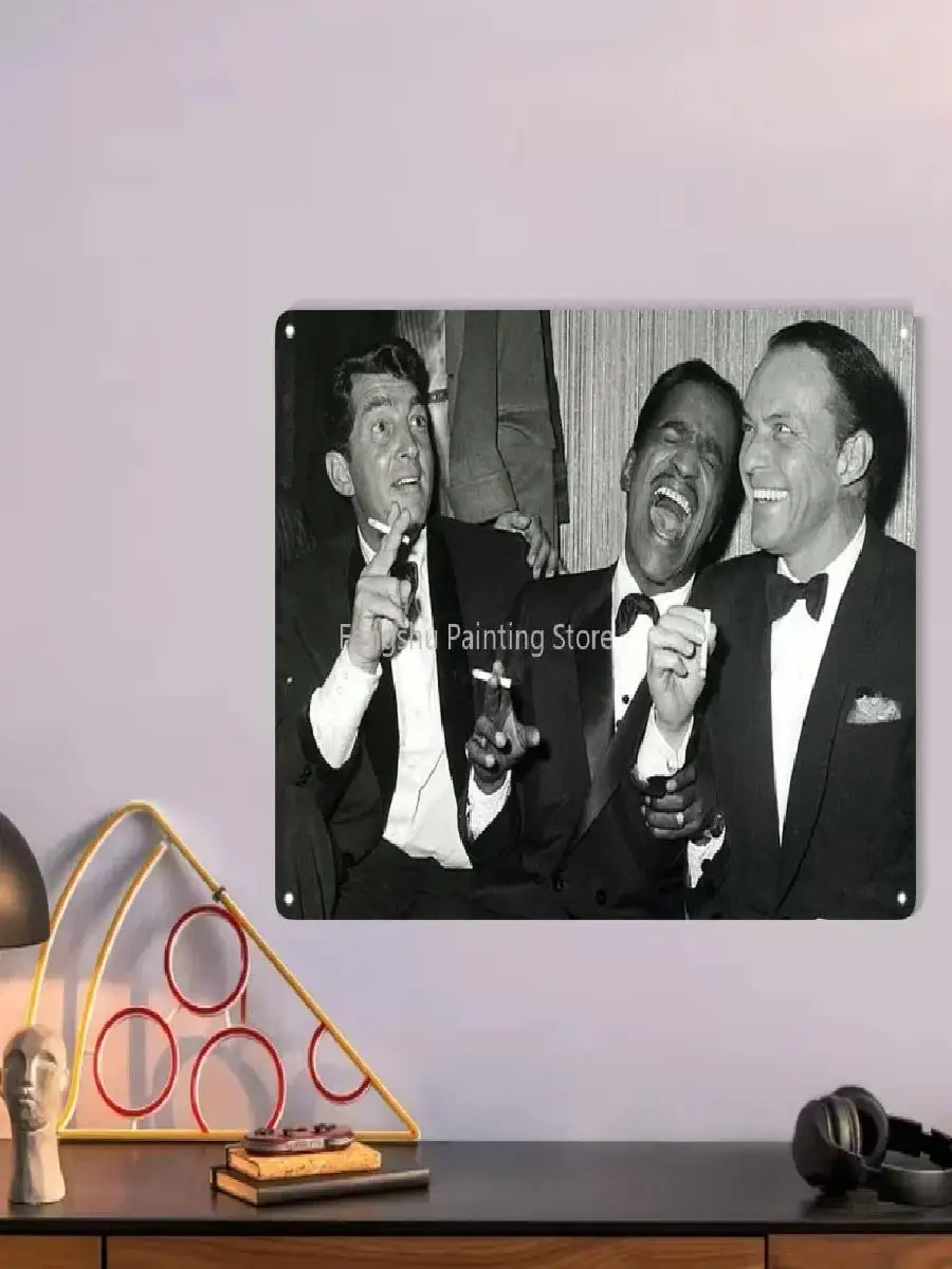 Vintage Rat Pack Poster Mural  Frank Sinatra Metal Tin Sign Wall Art for Living Room Garage Motorcycle Decor  Classic Home Decor