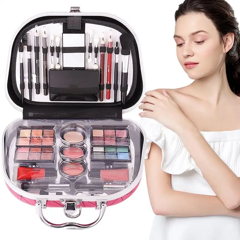 Beauty Makeup Set Women's Full Makeup Kit with Case Portable Design Cosmetic Set Face Makeup Blush Lip Glaze Combination Set
