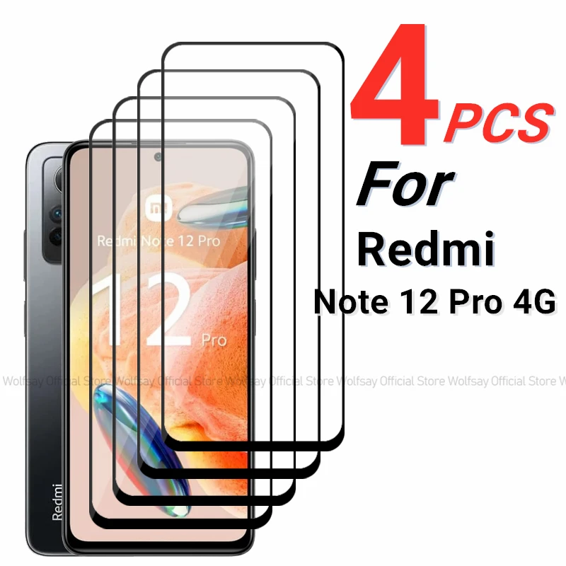 2/4PCS Tempered Glass For Xiaomi Redmi Note 12 Pro 4G Screen Protector Xiaomi Redmi Note 12 Pro 4G Full Glue Cover Phone Film