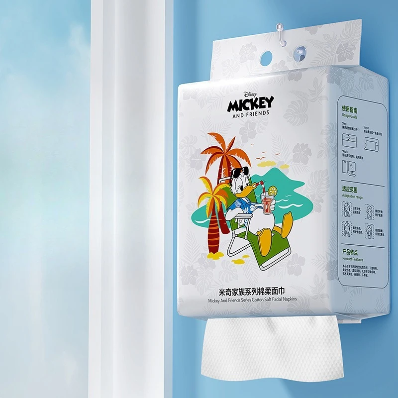 منشفة مينيسو الأصلية من ديزني دونالد داك المعلقة القابلة للسحب للاستعمال مرة واحدة، منشفة غسيل الوجه السميكة