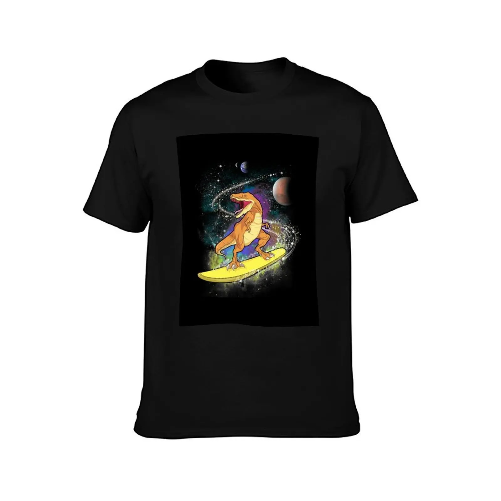 Space Dinosaur Astrosaurus Star Surfer Gift T-Shirt Work Outdoor Short Sleeve Tee T-Shirt