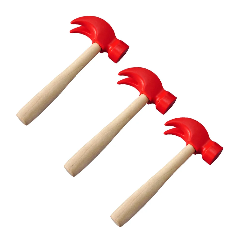 

3 Pcs Mini Toys for Kids Hammers Simulated Small Wooden DIY Children Plaything Handle Simulation Funny Red Baby