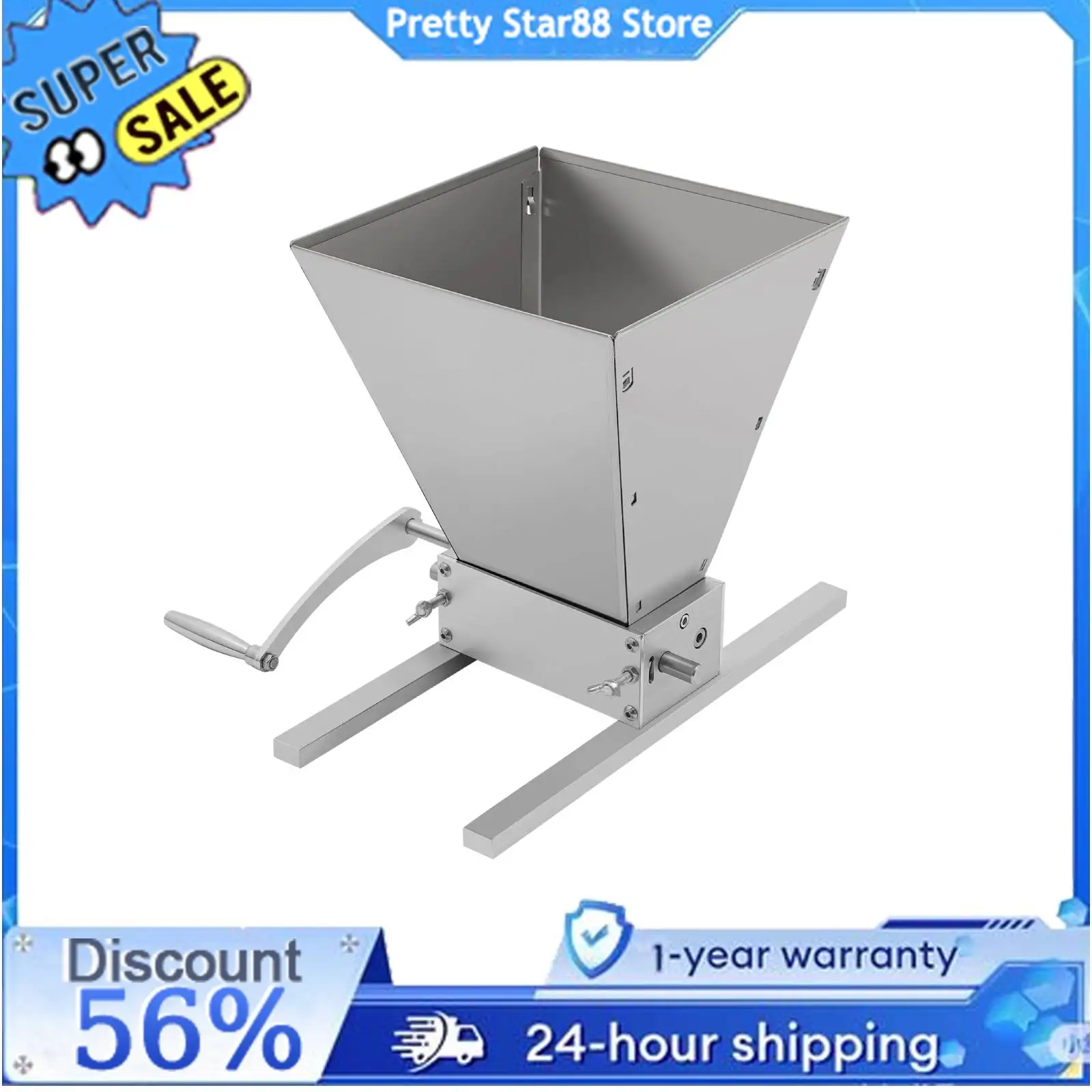 

Manual Malt Mill Crusher Barley Grain Grinder Multi-function with 2 Stainless Steel Roller for Home Brew Beer for Barley/Grains