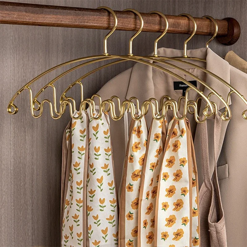 

5PCS Metal Clothes Hanger,Wavy Space Saving Tank Top Hangers for Closet,Aluminum Alloy Storage Oragnizer for Coat Belt Bra Dress