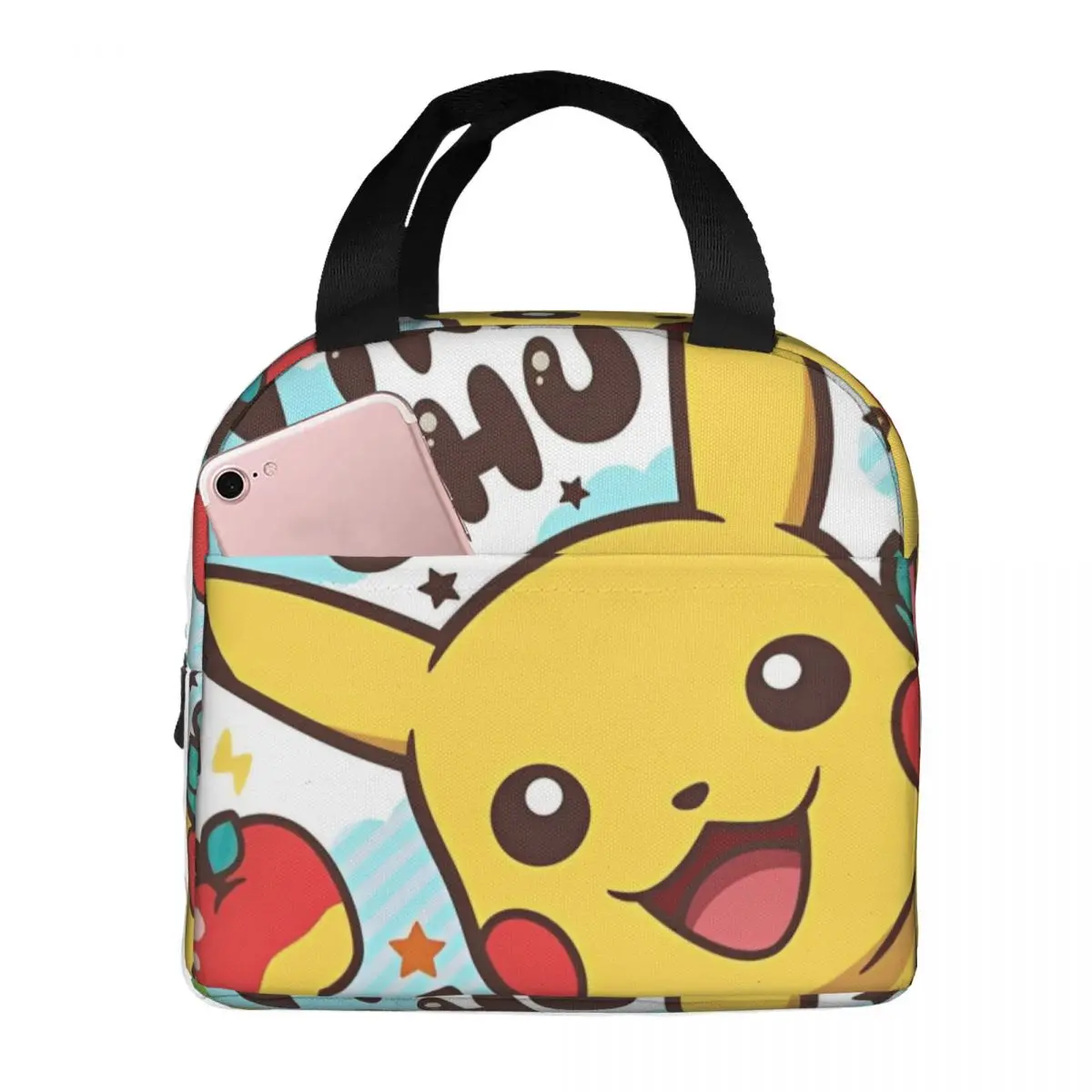 Pokemon Pikachu Lunch Bag Cartoon Vintage Lunch Box For Women Work Portable Cooler Bag Graphic Thermal Lunch Bags