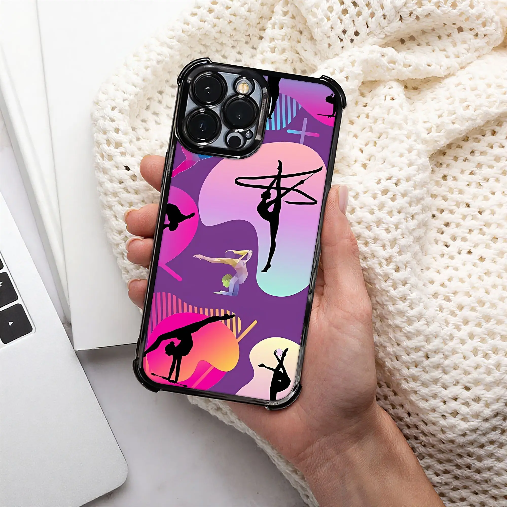 Coque de téléphone design Y2K, procédé d'électroplaqué gymnastique, pour iPhone, différents modèles