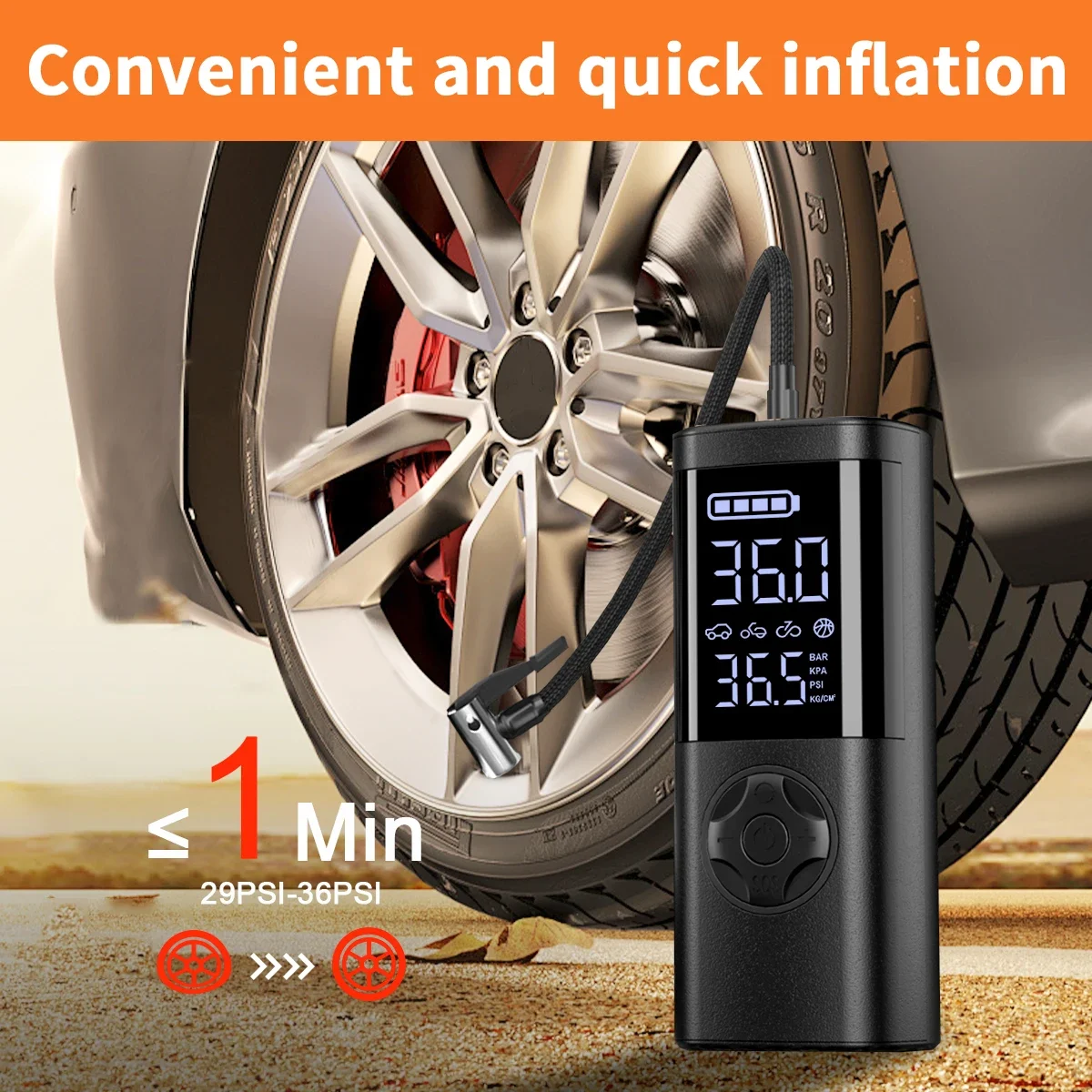Portable Car Jump Starter Power Rechargeable Air Pump Tire Inflator Digital Cordless Compressor for Car Bicycle Tyre Inflator