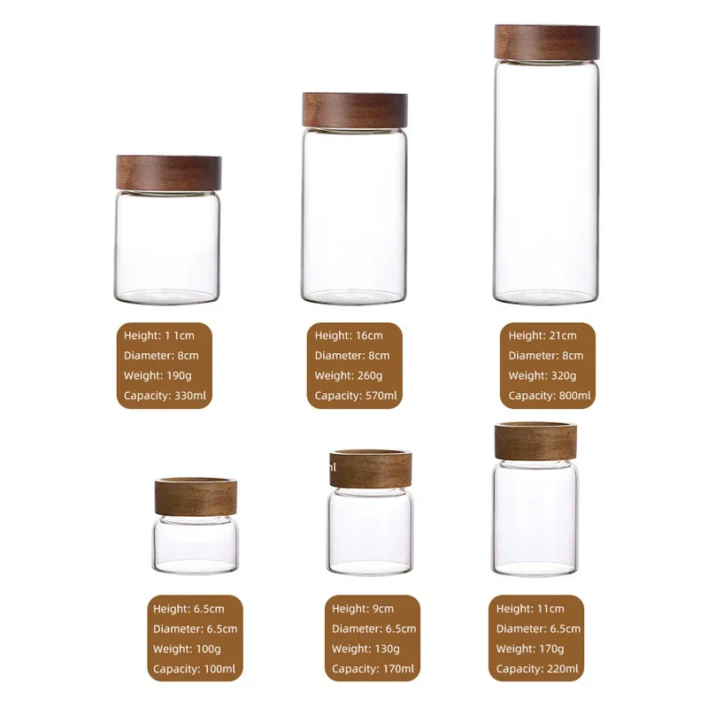 Glass Storage Containers,High Borosilicate Glass Jars Kitchen Food Canisters with Acacia Wood Lids for Coffee Beans/Sugar/Nuts