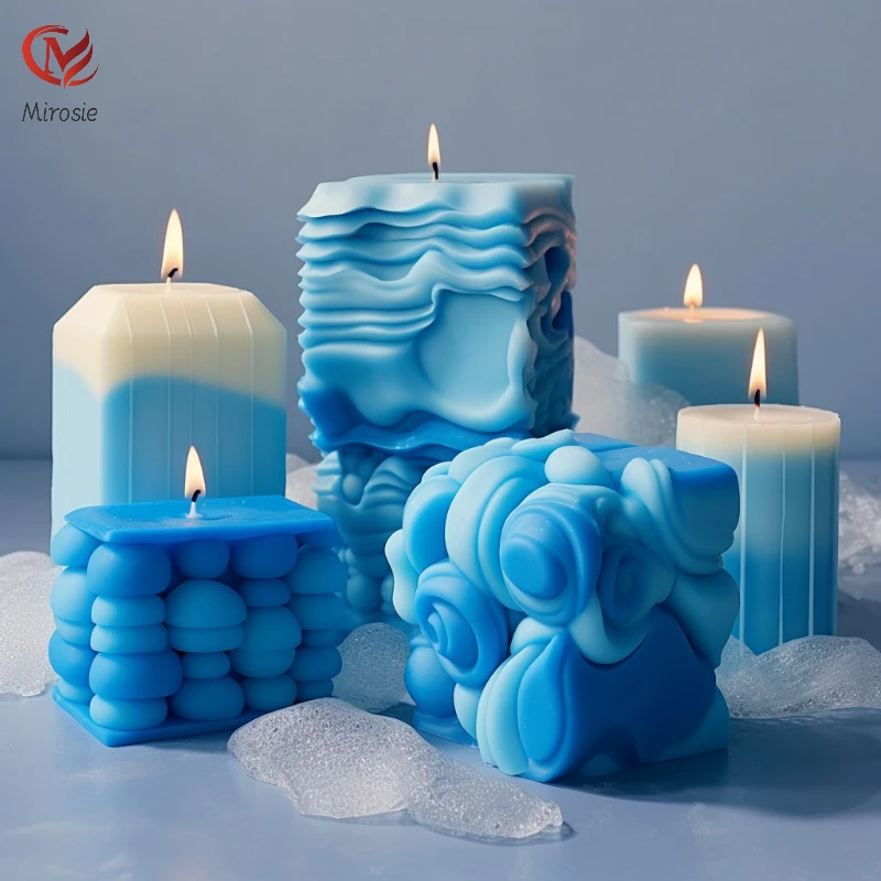 Mirosie 3d Ball Column Scented Candle Silicone Mold DIY Cube Diffuser Stone Decoration Plaster Resin Molds Candle Making Kit