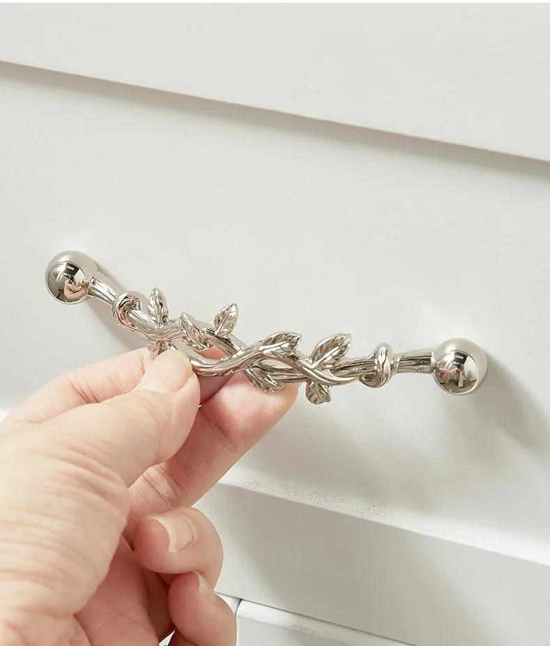 Brass Nickel-plated Titanium Silver Nordic Drawer Small Handle Modern Luxury American Simple Cabinet Wine Cabinet French Handle