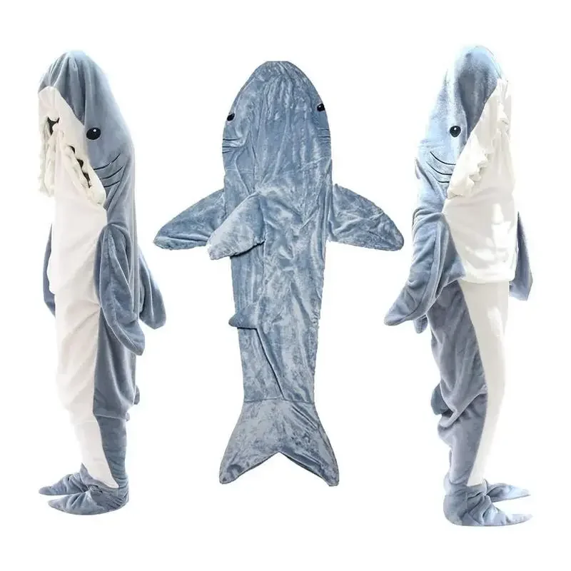 Shawl Blanket for Christmas Gift Cartoon Shark Sleeping Bag Pajamas Office Nap Shark Blanket Karakal High Quality Fabric Mermaid