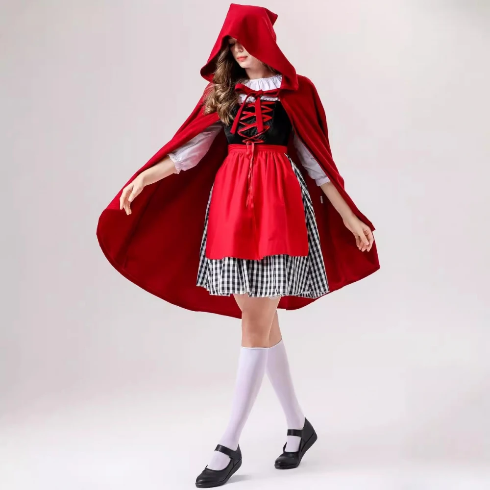 Princ Red Hat Lady's Costume with Hood awl Stage Performance Outfit Little Red Riding Hood Sle Women's Faion Coat