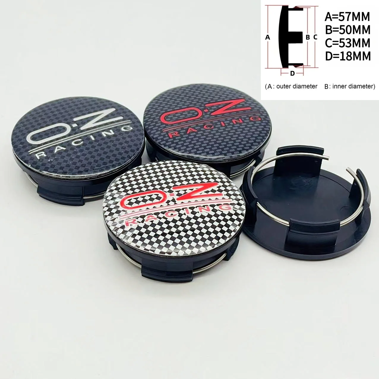 

4pcs 57MM ( 50MM I.D ) O.Z Racing Emblem Car Wheel Center Caps Wheels Hub Lid Rim Hubcaps Centre Cover Styling Accessories
