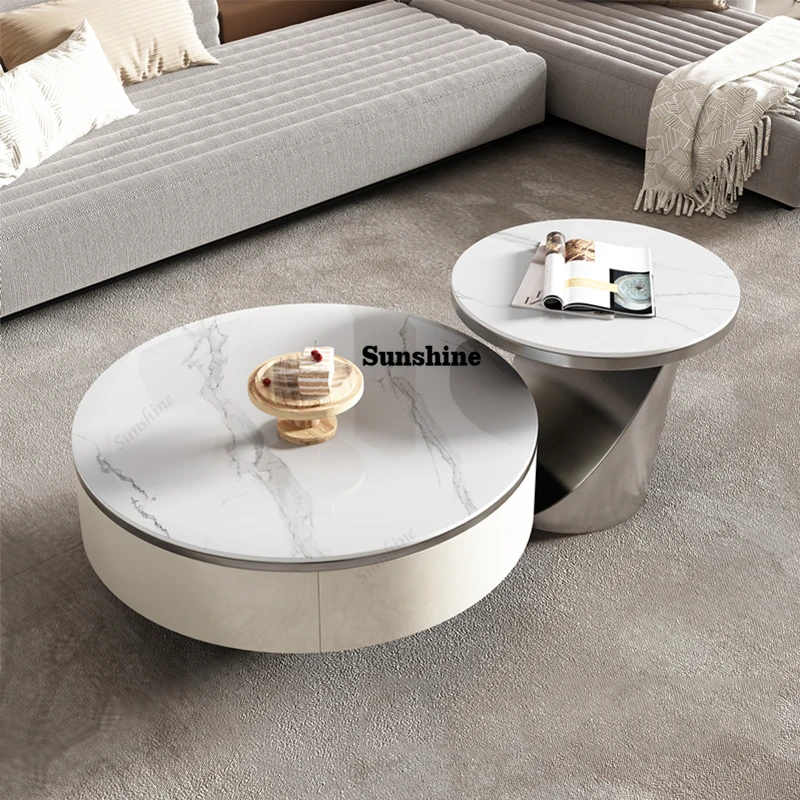 

Minimalist Italian High Coffee Table Nordic Small Unique Designer Coffee Round Table White Storage Muebles De Sala Furniture