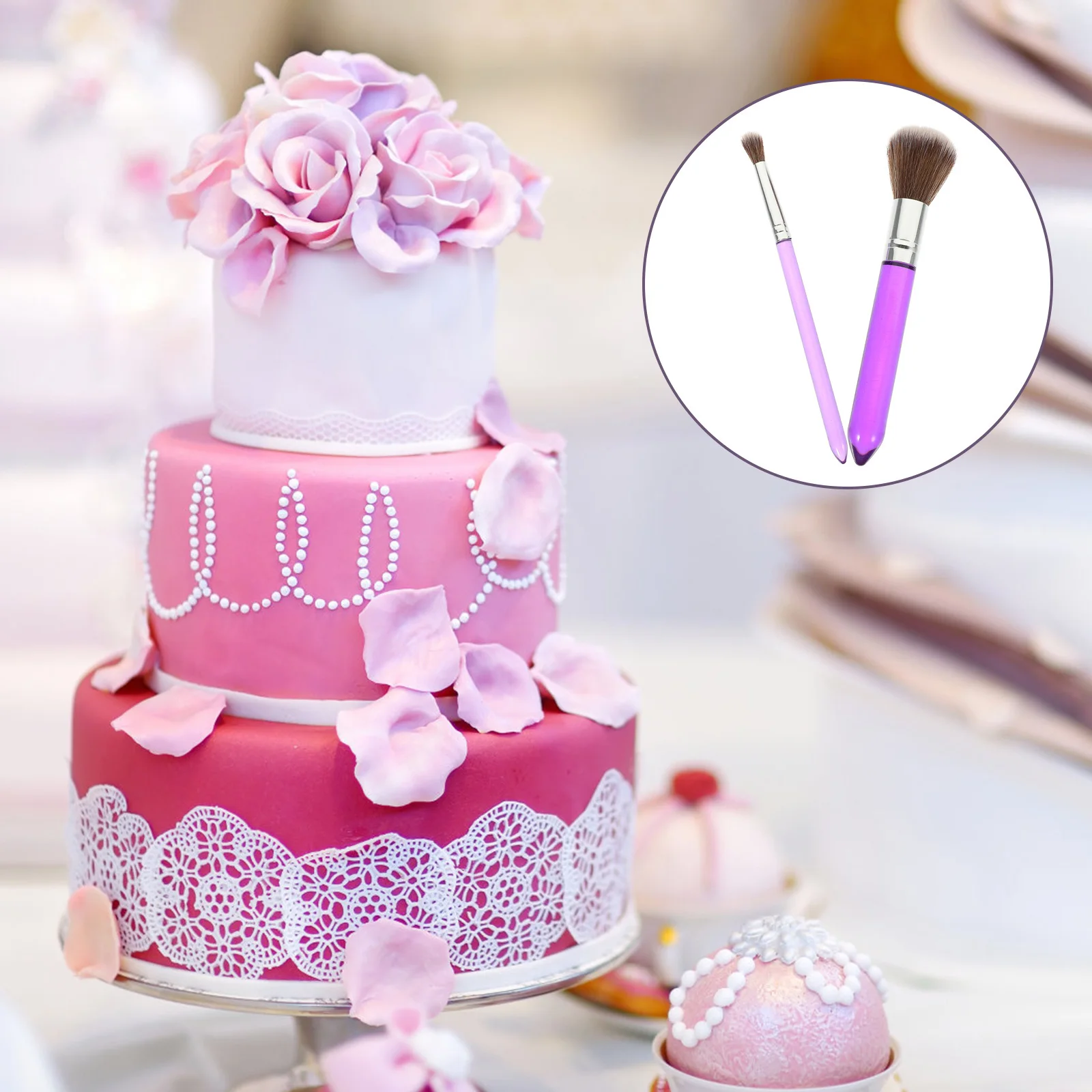 2pcs Cake Decorating Brushes Multi-Function Dessert Painting Tools For Baking Fondant Diy Cookie Decorating Cake Kit Food-Safe