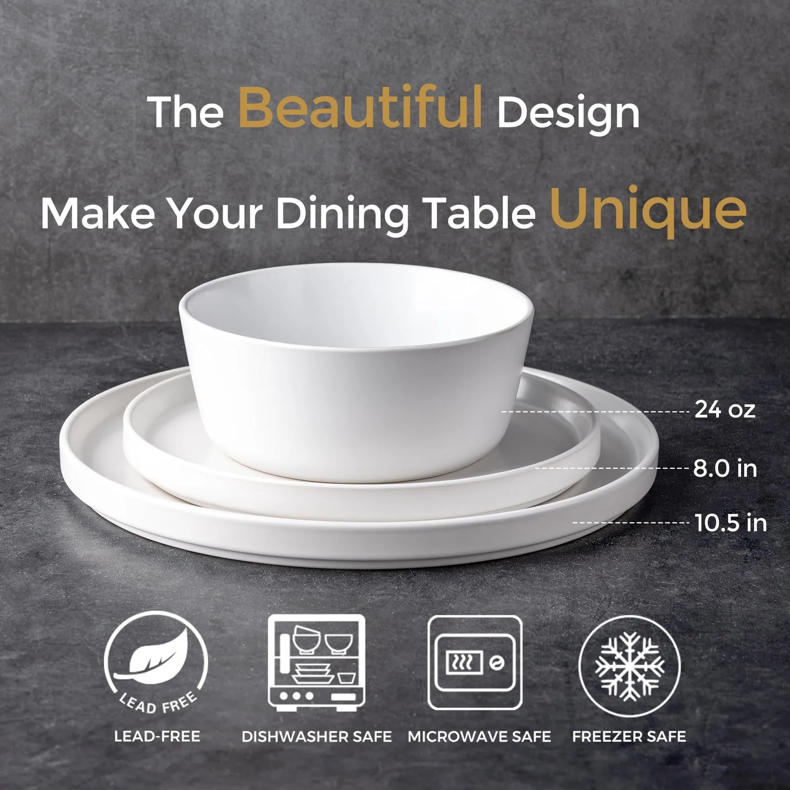 مجموعة أدوات مائدة سيراميك، مجموعة أواني طعام سيراميك حديثة مكونة من 6 أطباق وأطباق حجرية مسطحة، مجموعة أدوات مائدة أنيقة #3